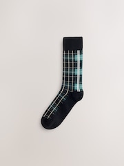 Black/Blue/Brown Check Pattern Smart Socks - Image 5 of 8