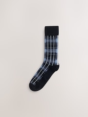 Black/Blue/Brown Check Pattern Smart Socks - Image 6 of 8