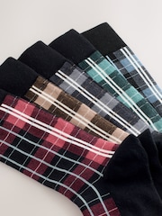 Black/Blue/Brown Check Pattern Smart Socks - Image 7 of 8