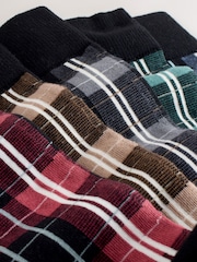 Black/Blue/Brown Check Pattern Smart Socks - Image 8 of 8