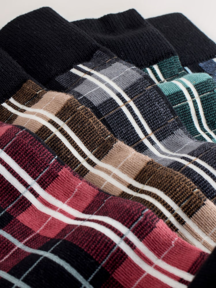 Black/Blue/Brown Check Pattern Smart Socks - Image 8 of 8