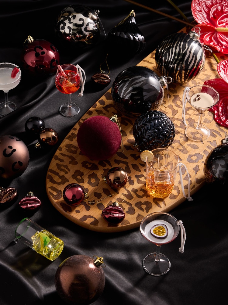 Set of 6 Multi Glass Cocktail Christmas Baubles - Image 1 of 4