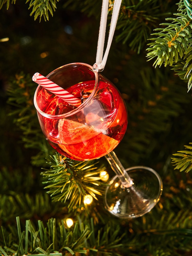 Set of 6 Multi Glass Cocktail Christmas Baubles - Image 4 of 4