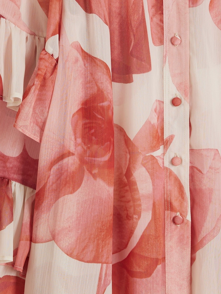 River Island Pink Ruffled Sleeve Floral Print Blouse - Image 6 of 6