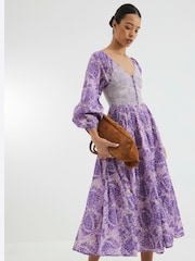 River Island Purple V-Neck Printed Maxi Dress - Image 1 of 4