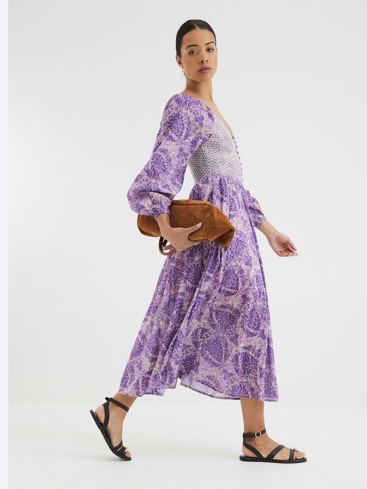 River Island Purple V-Neck Printed Maxi Dress - Image 2 of 4