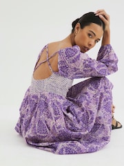 River Island Purple V-Neck Printed Maxi Dress - Image 4 of 4
