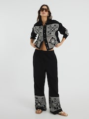 River Island Black Cutwork Artisanal Trousers - Image 1 of 6