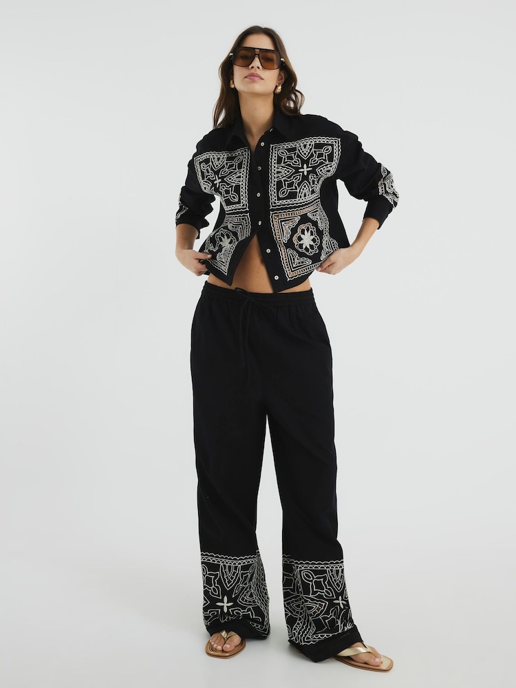 River Island Black Cutwork Artisanal Trousers - Image 1 of 6