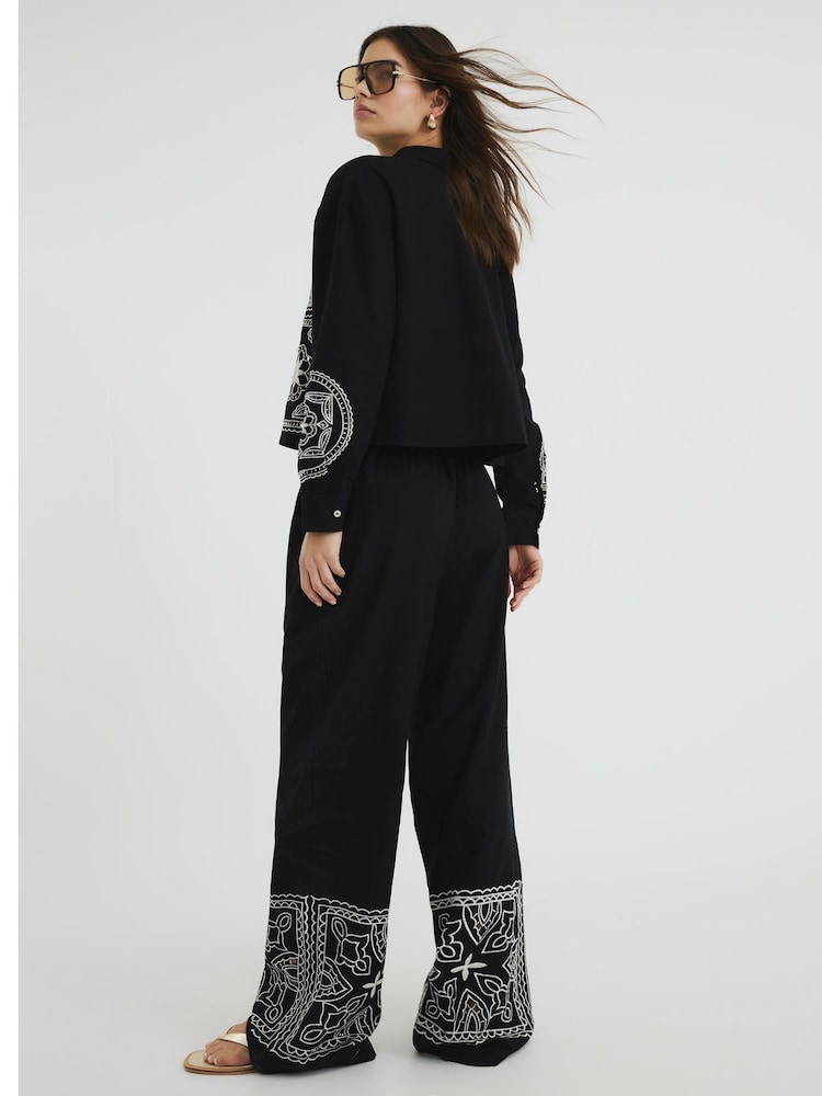 River Island Black Cutwork Artisanal Trousers - Image 2 of 6