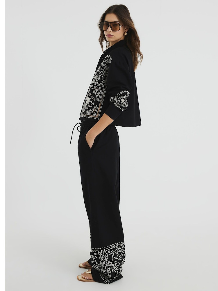 River Island Black Cutwork Broderie Trousers - Image 3 of 6