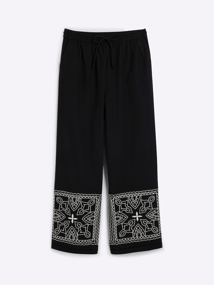 River Island Black Cutwork Broderie Trousers - Image 5 of 6