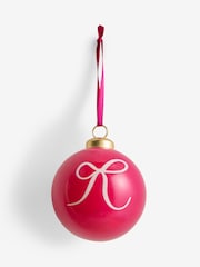 Set of 9 Pink Bow Christmas Baubles - Image 3 of 4