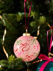 Set of 9 Pink Bow Christmas Baubles - Image 4 of 4