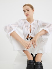 River Island White Tie Front Cardigan - Image 1 of 4