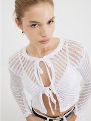 River Island White Tie Front Cardigan - Image 3 of 4