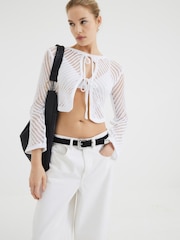 River Island White Tie Front Cardigan - Image 4 of 4
