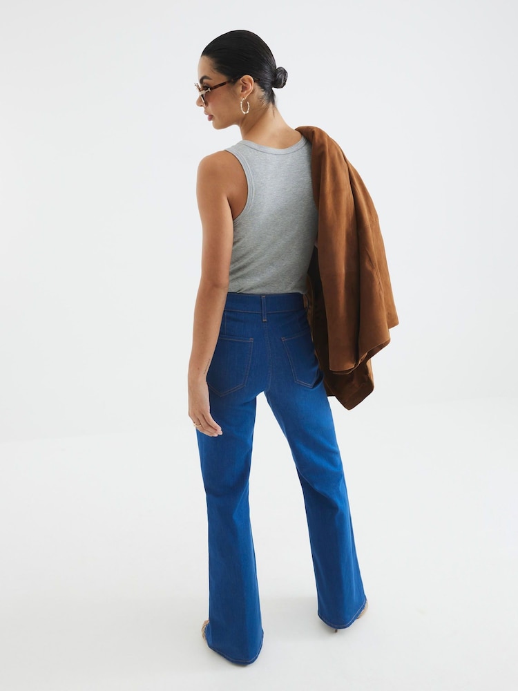 River Island Blue Chrome High Rise Wide Leg Jeans - Image 3 of 4