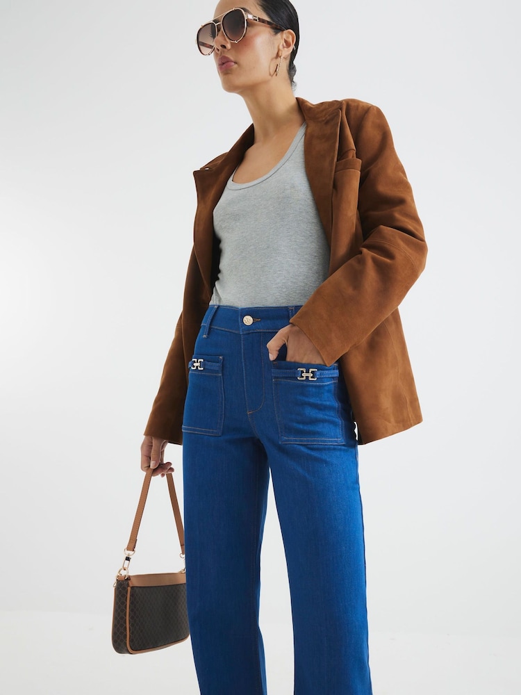 Azul de Chrome - Vaqueros de tiro alto con pernera ancha de River Island - Imagen 4 de 4