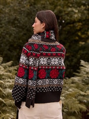 Chocolate Brown Fairisle Knitted Scarf - Image 4 of 8