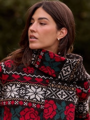 Chocolate Brown Fairisle Knitted Scarf - Image 5 of 8
