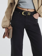River Island Black High Rise Relaxed Straight 100% Cotton Jeans - Image 3 of 6
