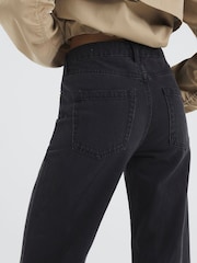 River Island Black High Rise Relaxed Straight 100% Cotton Jeans - Image 4 of 6