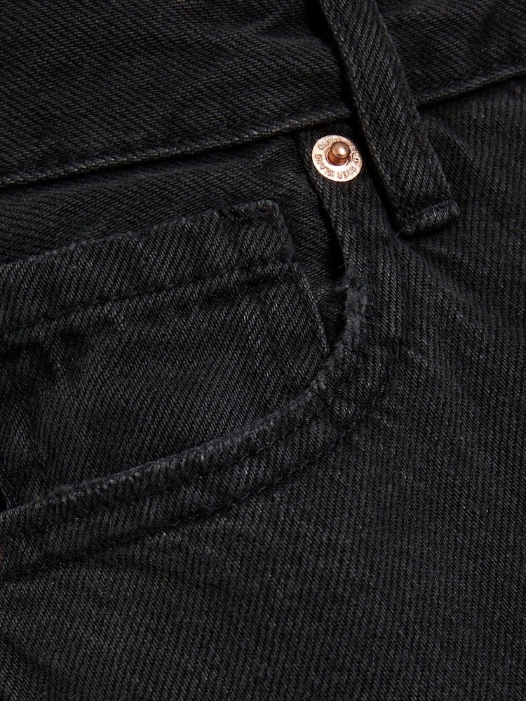 River Island Black High Rise Relaxed Straight 100% Cotton Jeans - Image 6 of 6