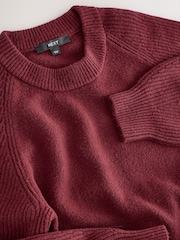 Vermelho Borgonha - Vestido midi de malha com manga canelada supermacia - Imagem 2 de 4