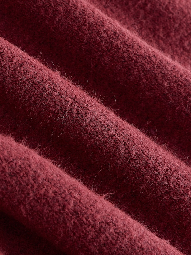 Burgundy Red Supersoft Ribbed Sleeve Knitted Midi Dress - Image 8 of 8