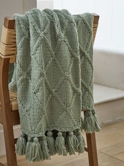 Sage Green Cable Knit Throw - Image 1 of 5