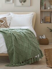 Sage Green Cable Knit Throw - Image 4 of 5