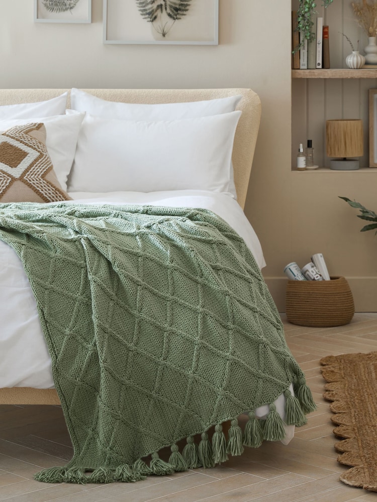 Buy Sage Green Cable Knit Throw from Next Philippines