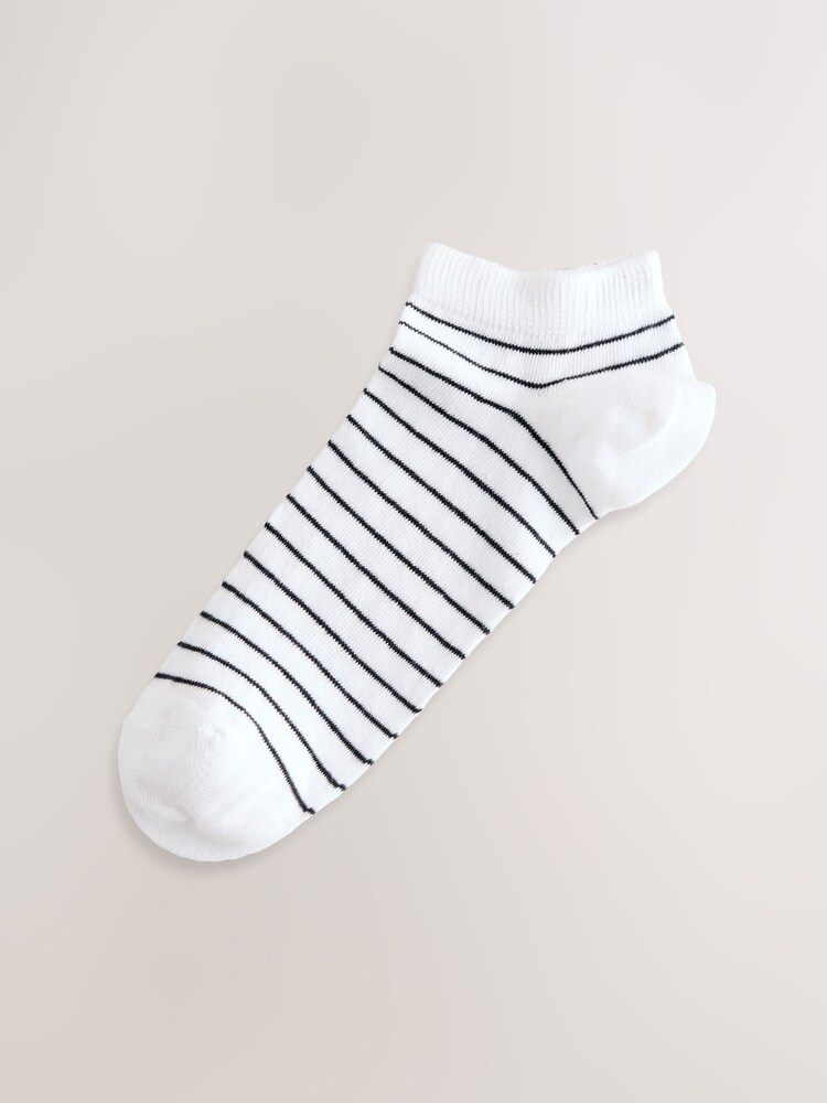 Neutral/Green/White Striped Trainer Socks 5 Pack - Image 2 of 8