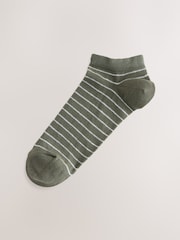 Neutral/Green/White Striped Trainer Socks 5 Pack - Image 6 of 8