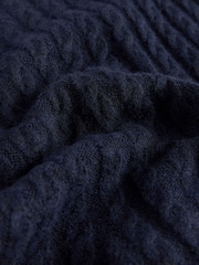 Navy Blue Cable Knit Mini Skater Dress With Wool - Image 3 of 3