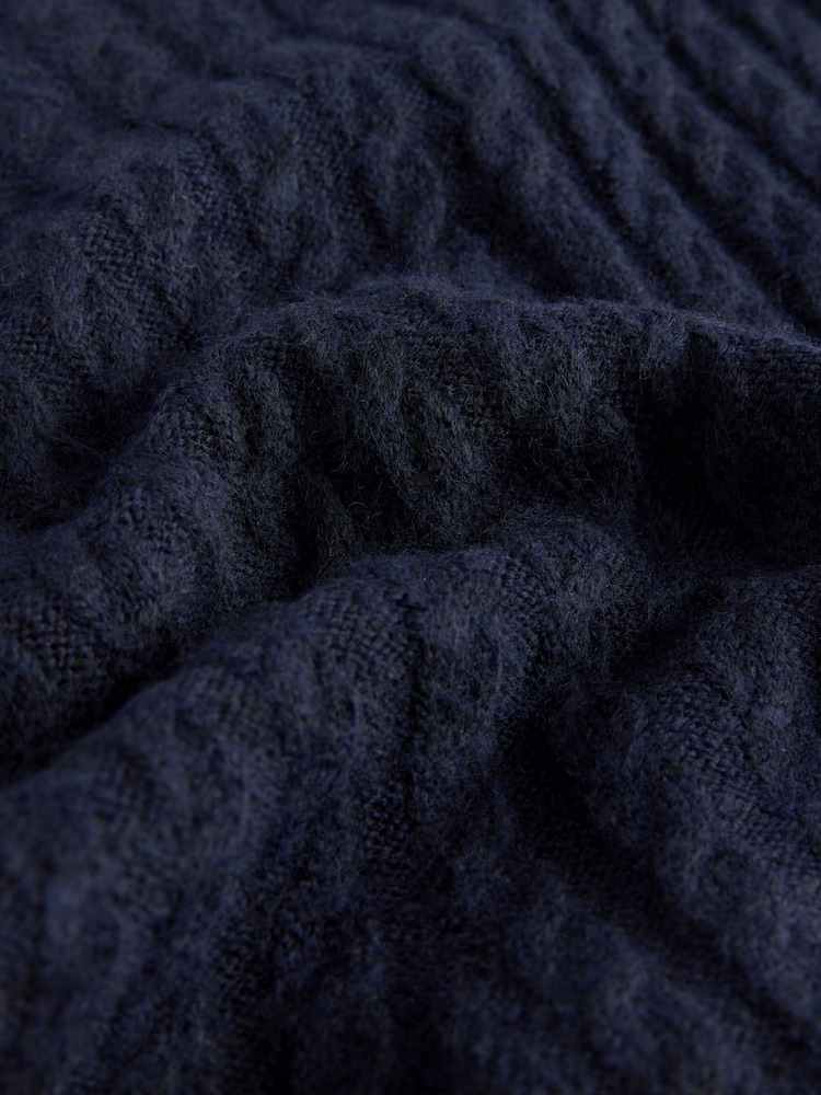Navy Blue Cable Knit Mini Skater Dress With Wool - Image 3 of 3 Navy Blue Cable Knit Mini Skater Dress With Wool - Image 3 of 3