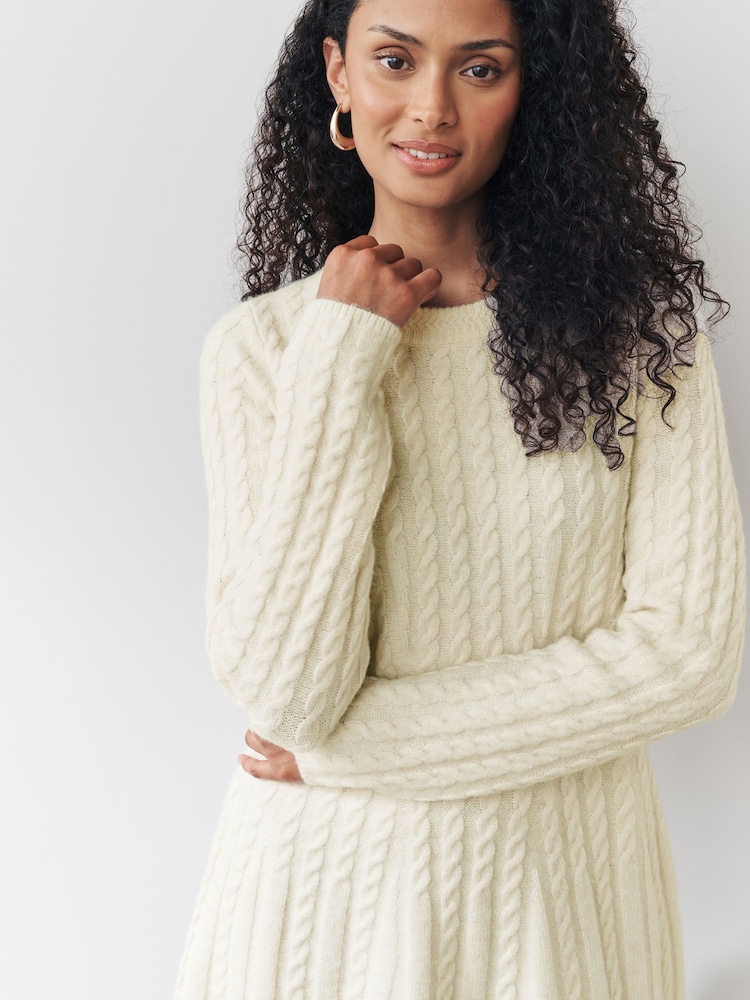 Buy Ecru Cable Knit Mini Jumper Dress from Next USA