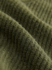 Verde cáqui - Vestido midi super macio com decote em V e lã - Imagem 3 de 4