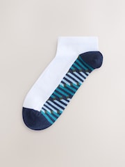 White Pattern Footbed Trainer Socks 5 Pack - Image 4 of 10