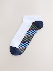 White Pattern Footbed Trainer Socks 5 Pack - Image 6 of 10