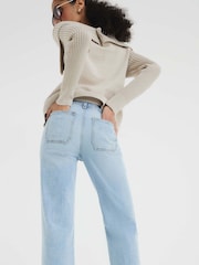 River Island Blue High Rise Front Pocket Wide Leg Jeans - Image 2 of 6
