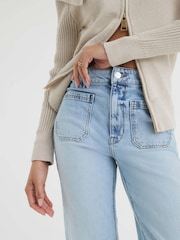 River Island Blue High Rise Front Pocket Wide Leg Jeans - Image 4 of 6
