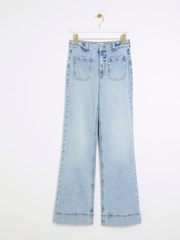 River Island Blue High Rise Front Pocket Wide Leg Jeans - Image 5 of 6