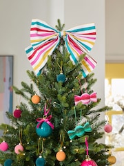 Bright Stripey Bow Christmas Tree Topper - Image 1 of 3