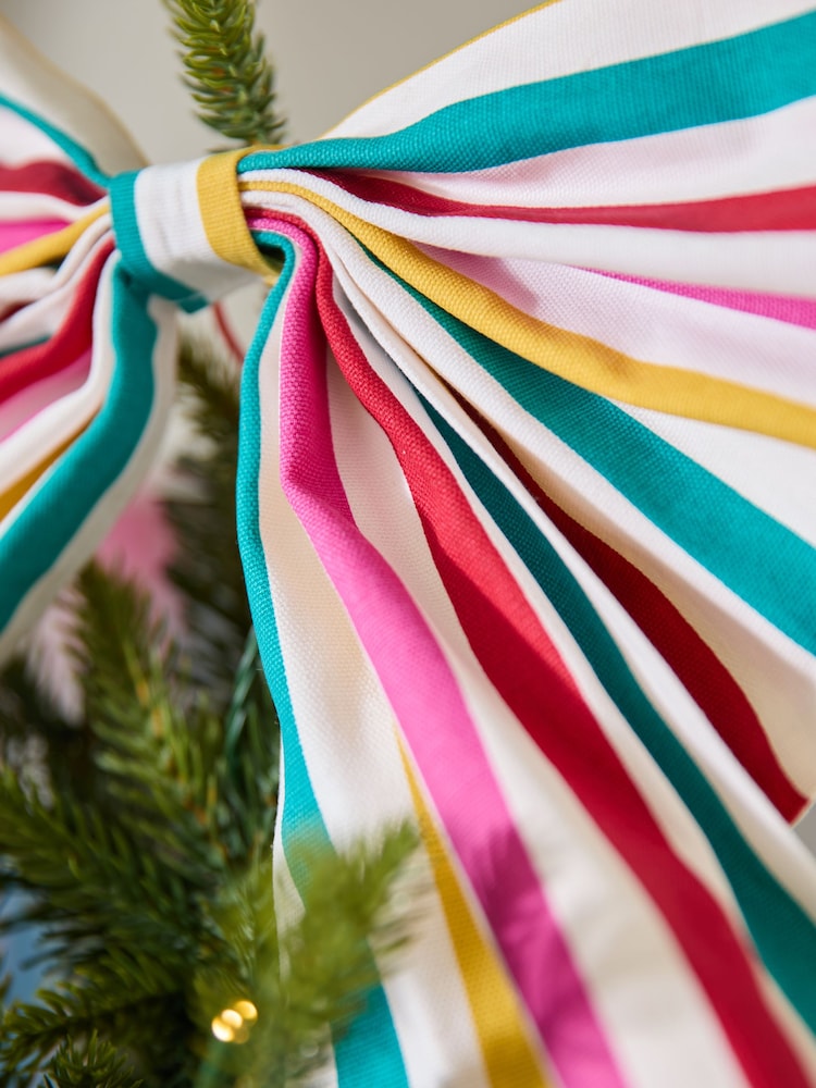 Bright Stripey Bow Christmas Tree Topper - Image 2 of 3
