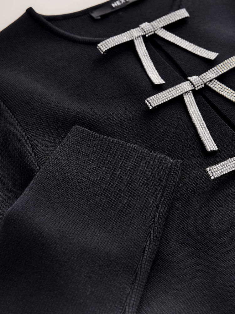 Preto - Gem Bow Mini Dress - Imagem 3 de 3