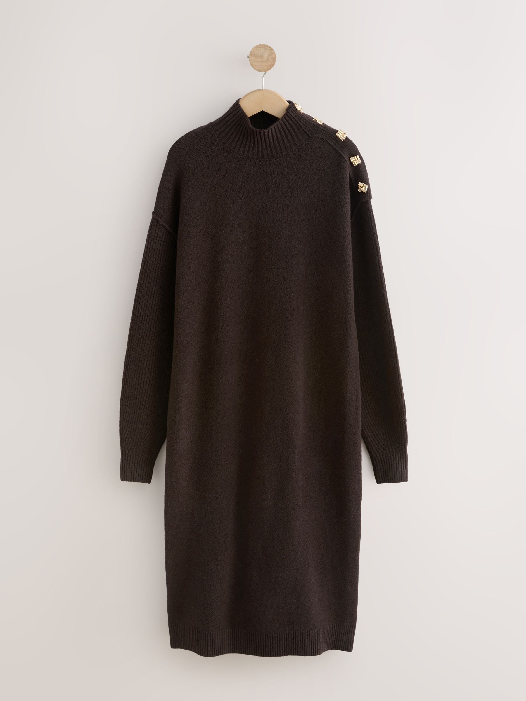 womens brown jumper dress Buy Chocolate Brown Stand Neck Knitted Midi Jumper Dress from Next USA