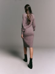 Toupeira - Vestido midi de malha com manga canelada supermacia - Imagem 4 de 9