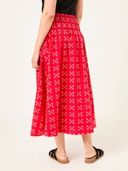 FatFace Mary Red Jacquard Midi Skirt - Image 2 of 6